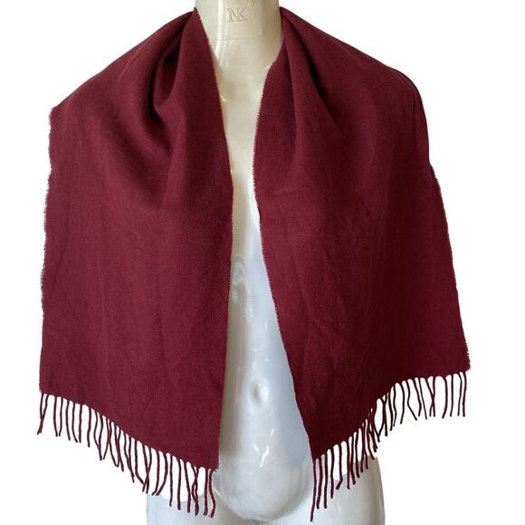 Vintage Baltman & Co 100% Cashmere Scarf Made In Germany Dark Red Fringes Luxury - Picture 1 of 5